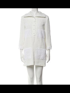 CHANEL White Tweed Eyelet Mini Dress | FR 34 / US 2 | Cruise Resort Collection